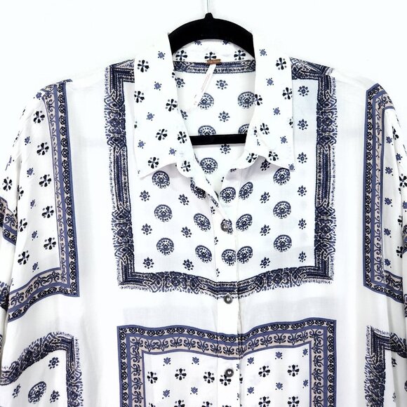 Free People Voile Little Secrets Shirt Womens Medium Button Front Long Sleeve - Picture 3 of 11